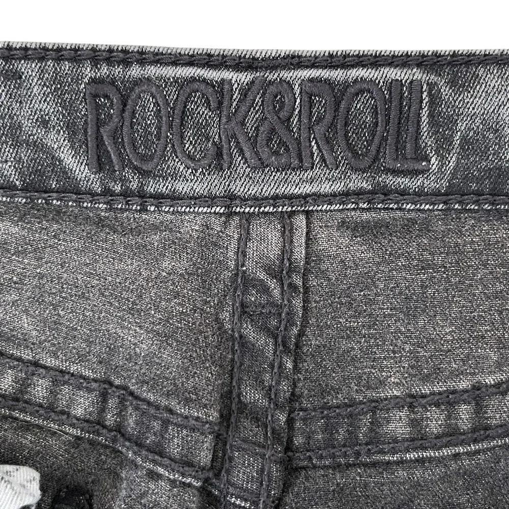 Rock & Roll Denim Bell Bottom Jeans Womens 26 Black Excellent High Rise Flare - Picture 11 of 15